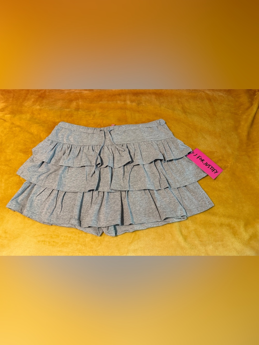 NWT I For Justify Gray Tiered Ruffle Mini Skort SIZE 1X